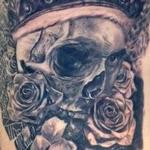 Tattoos - Half skull half face with roses - 104796