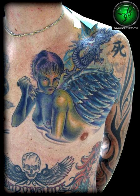 Andre Cheko - Harpy Chest tattoo