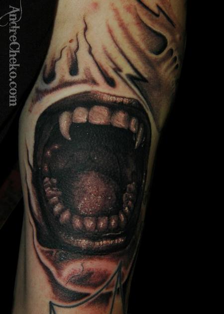 Andre Cheko Vampire Mouth Tattoo 