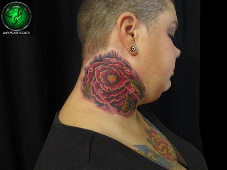 Andre Cheko - Rose neck tattoo