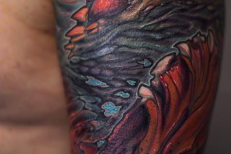 Tattoos - Bio organic sea color sleeve tattoo CLOSE UP - 99028