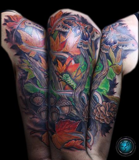 Tattoos - Autumn wild nature moths color tattoo  - 87123