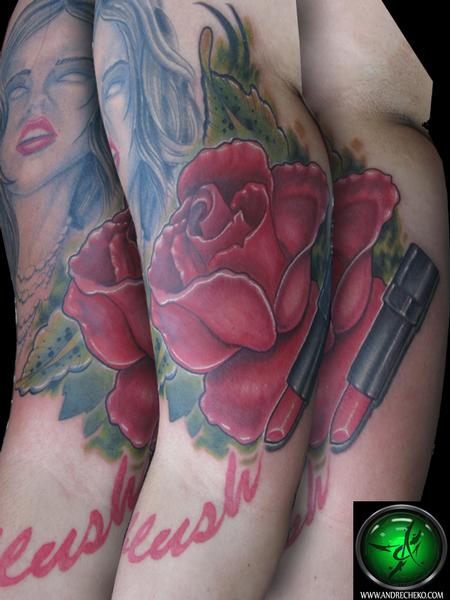 Andre Cheko - Flower and lipstick tattoo