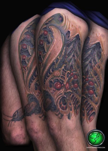 Tattoos - Bio organic cockroach city color tattoo - 76679