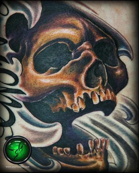 Tattoos - Skull rib color tattoo - 76037
