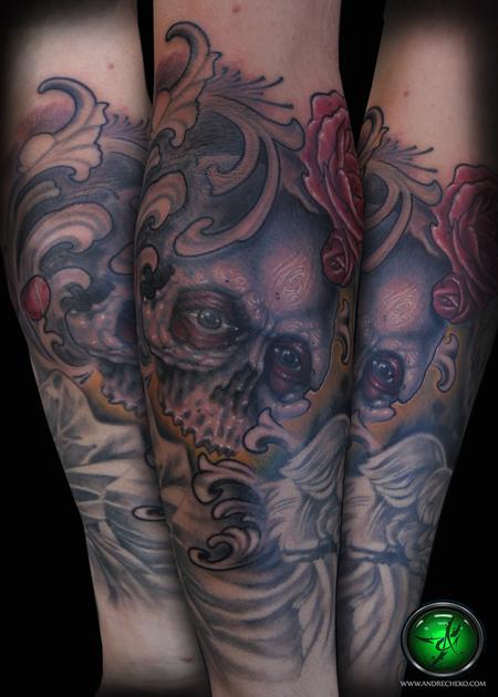 Andre Cheko - Creepy skull color tattoo