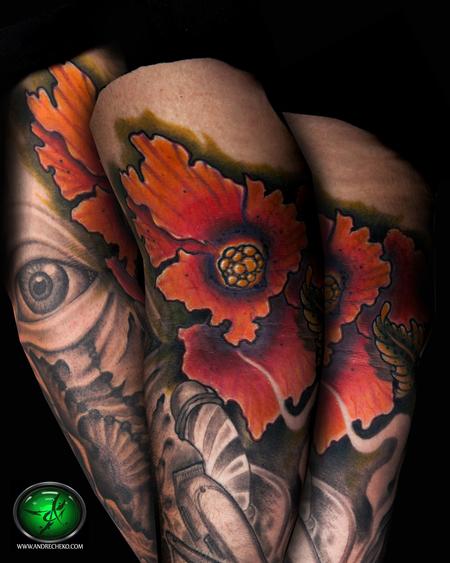 Tattoos - Tropical Colombian Flower Color Tattoo - 75466