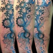 Tattoos - Topographic mountains, snowflakes and gears - 111971