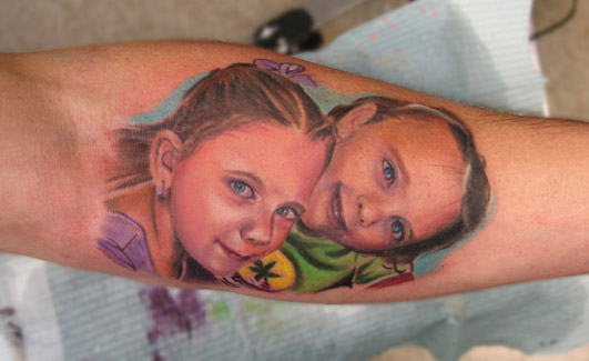 portrait tattoos on arm. Portrait tattoos,