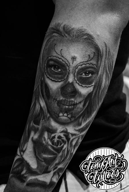 Tattoos - DAY OF THE DEAD ,ROSE ,BLACK AND GRAY ,TATTOO ,TATTOOS - 109086