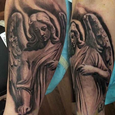 Tattoos - GAURDIAN ANGEL TATTOO,BLACK AND GREY - 100047