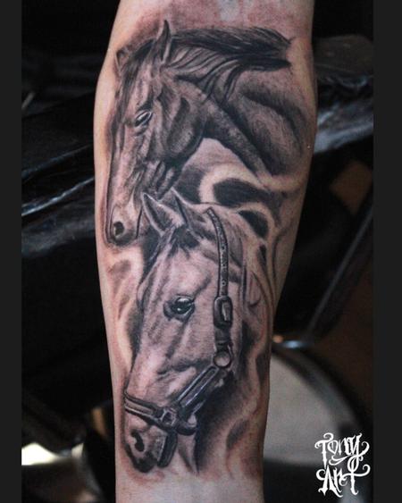 Tattoos - Honour thy father and thy mother: ,Horse tattoos,Animal Portrait,Black and Grey Tattoos,Realistic Tattoos - 98248