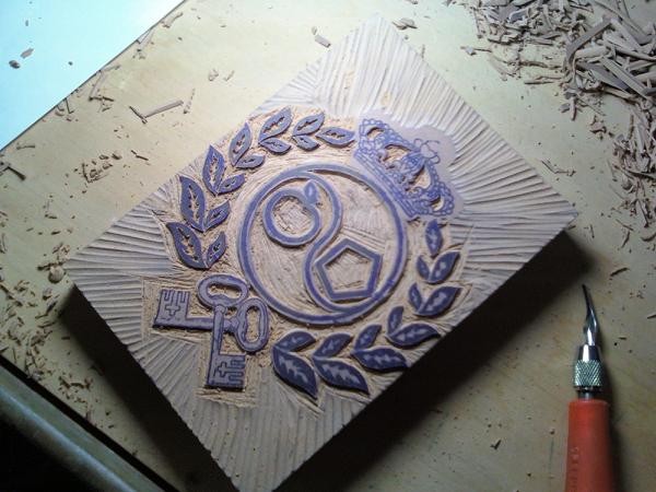 Tattoos - linoleum block in progress - 49980