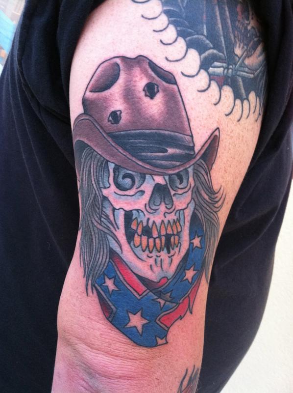 Confederate Cowboy Skull by Skyler Del Drago Tattoos