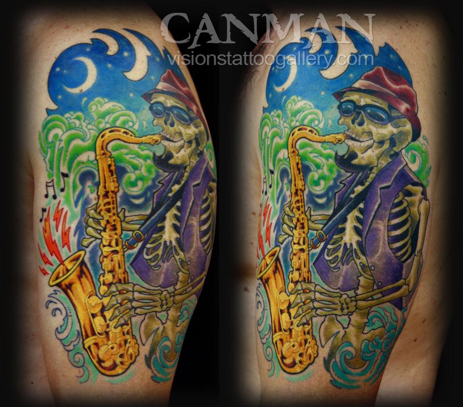 paradise tattoo gathering tattoos canman jazz saxophone skeleton paradise tattoo gathering tattoos canman jazz saxophone skeleton