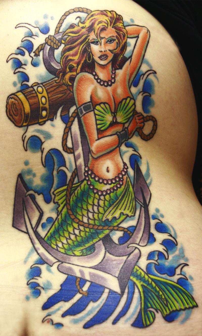 pin-up mermaid by Canman: TattooNOW