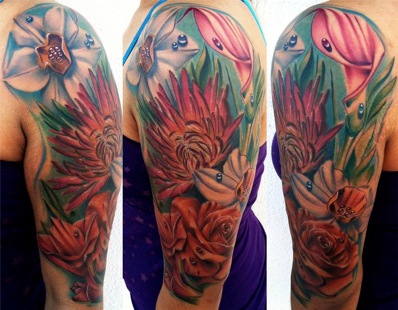 Flower Half Sleeve Brent Olson Art Junkies Tattoo by Brent Olson: TattooNOW