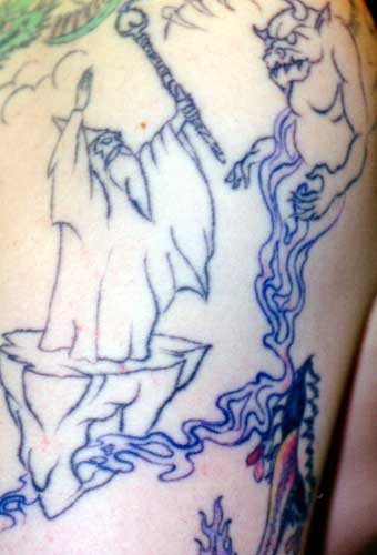 Really bad tattoo - Wizard and demon