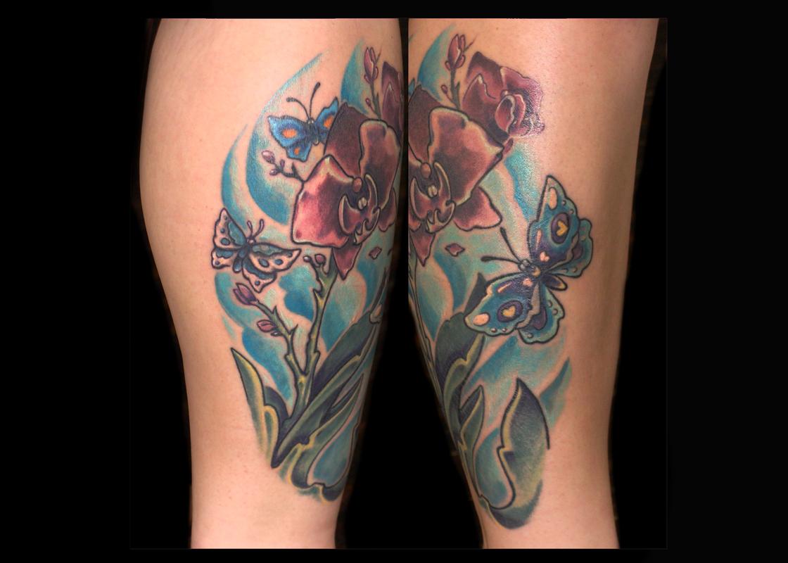 Orchids And Butterflies By Chuck Day Tattoonow