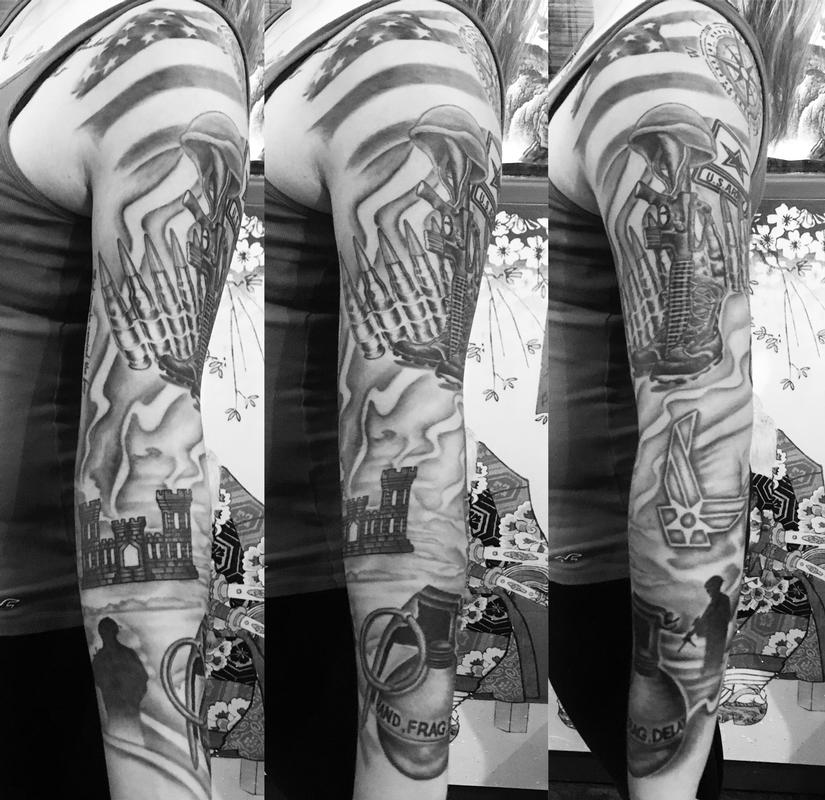 Deft Tattoo Studio : Tattoos : Joshua Nordstrom : Military sleeve