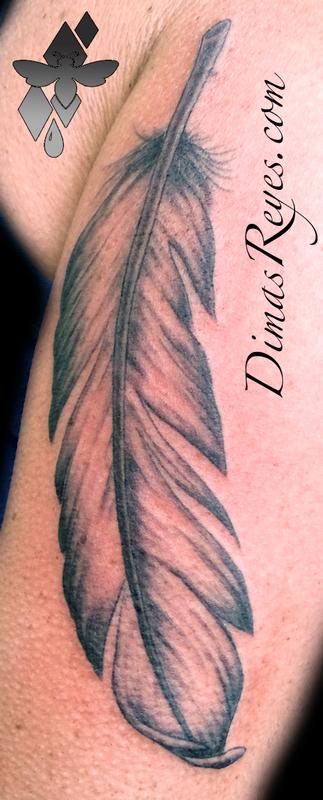 Black and Grey Feather tattoo by Dimas Reyes: TattooNOW