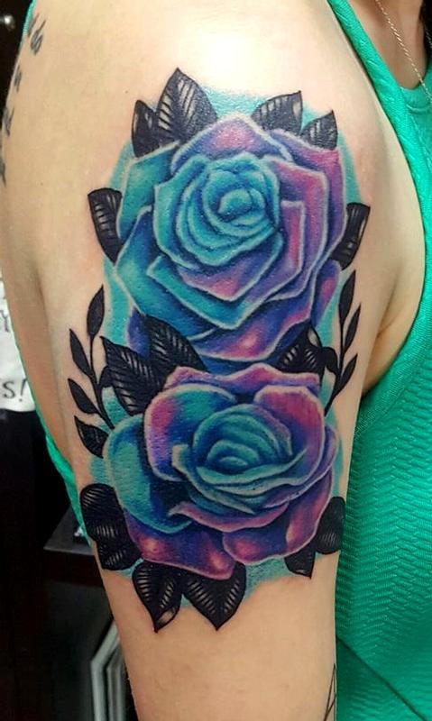 Blue roses tattoo by Jesse Neumann: TattooNOW