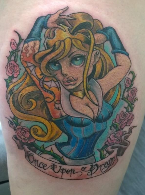 Punk Rock Sleeping Beauty Pinup Tattoo by Steve Malley: TattooNOW