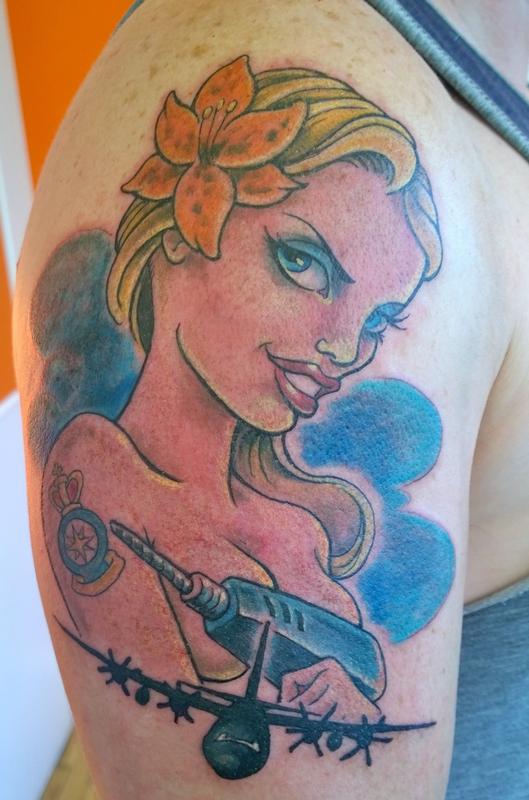 Bomber Girl Pinup Tattoo By Steve Malley Tattoonow 3459