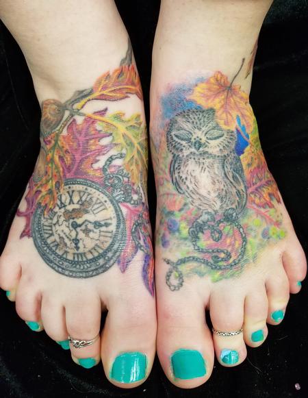 owl tattoos on foot