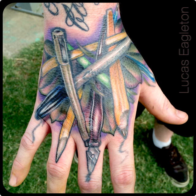 Art Supplies Hand Tattoo by Lucas Eagleton: TattooNOW