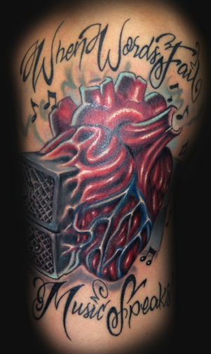 speaker heart tattoo