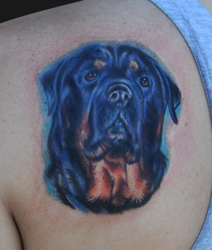 American Flag and Dog Tattoo by Jamie Lee Parker: TattooNOW
