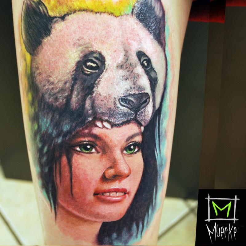 Muecke Tattoo Portrait Panda Girl Color Portrait Tattoo Muecke By 
