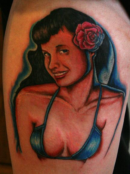 Betty Page Pin Up Full Color Tattoo By Mike Ledoux Tattoos