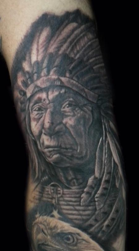 Tattoos - Black and Gray Indian Chef Tattoo - 60951