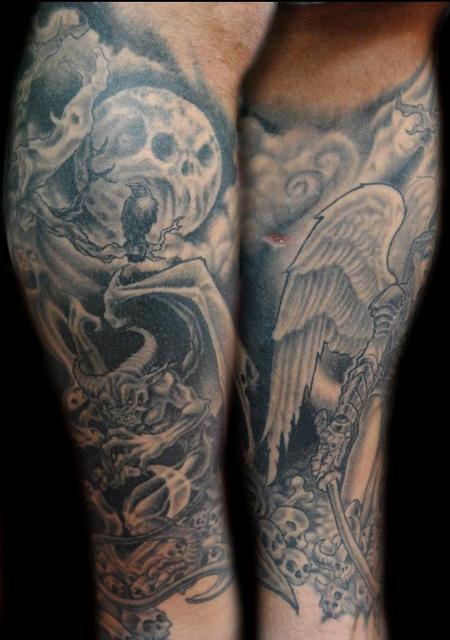 angels vs demons tattoo sleeve