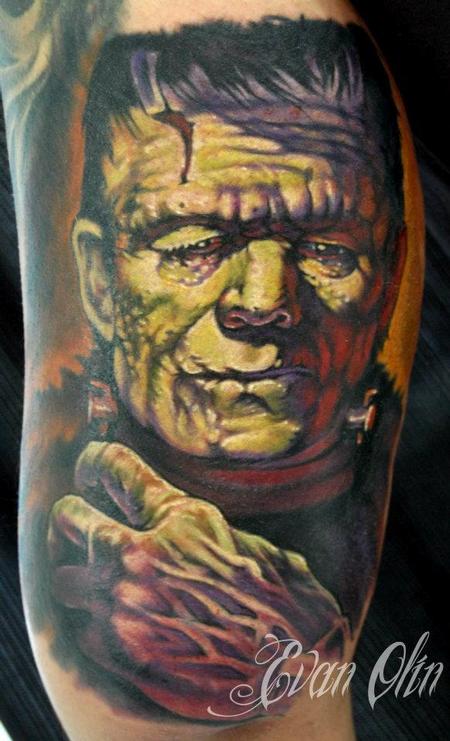 Evan Olin - Full color realistic Frankenstein tattoo