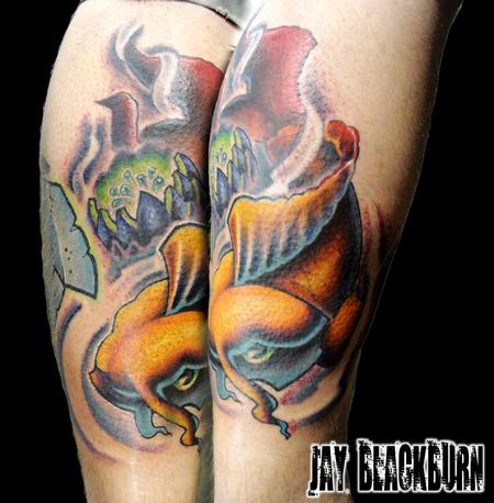 Jay Blackburn - Full color new school animated Koi tattoo