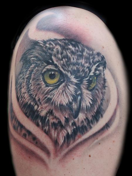 Tattoos - Green-eyed Owl - 82503