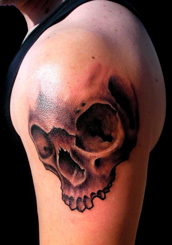 Black And Grey Skull Tattoo By Jay Blackburn Tattoos 1213