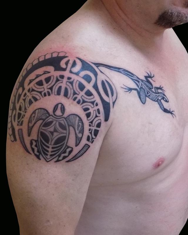 viking tribal chest tattoos
