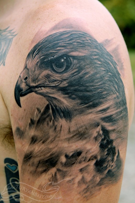 Traditional Red Tail Hawk Tattoo