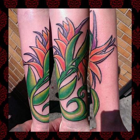 Tattoos - New school style bird of paradise flower - 86490