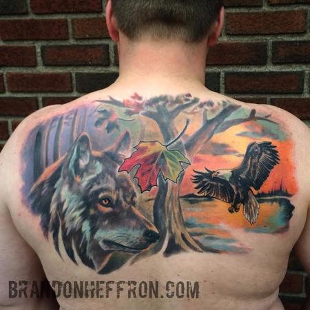 Tattoos - Eagle, Wolf & nature piece - 107964