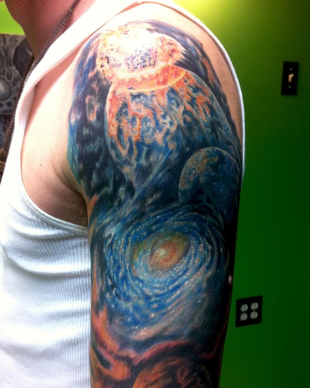 Detail Planet Sleeve by Chad Miskimon : Tattoos