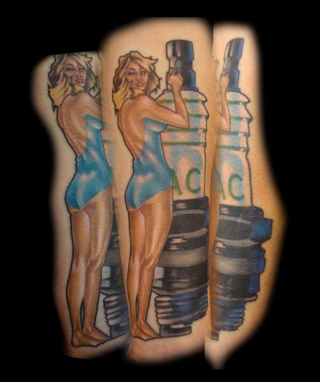 Tattoos - spark plug pinup - 78473