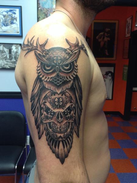Tattoos - Owl skull - 86401