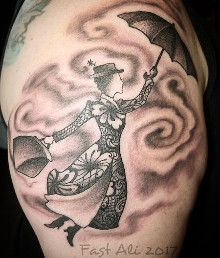 Tattoos - April's Blackwork Mary Poppins - 129717