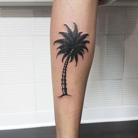 Tattoos - Blackwork Palm Tree - 128640