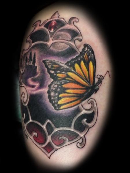 Tattoos - Butterfly flying from a frame - 92022